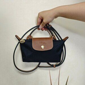 Longchamp Black and Brown Mini Bag